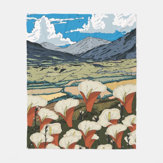 Schöne Wildblumenwiesenlandschaft Fleecedecke (Vorderseite)