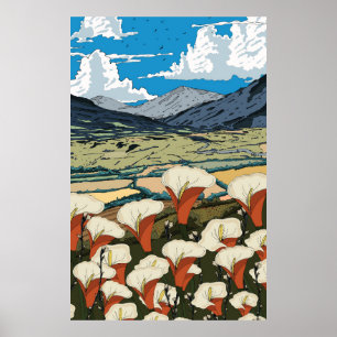 Schöne Wildblumenwiesenlandschaft Poster