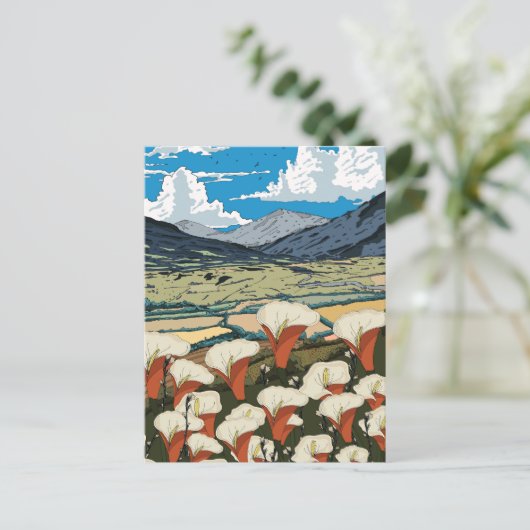Schöne Wildblumenwiesenlandschaft Postkarte (Stehend Vorderseite)