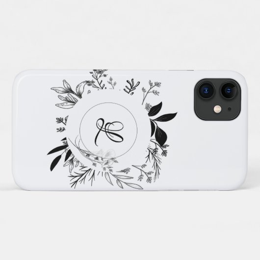 Schöne wilde Blume Doodle Monogram Case-Mate iPhone Hülle (Rückseite (Horizontal))