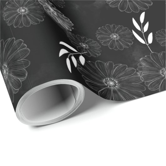 Schöne Wilde Blume Doodles Muster Wrapping Pap Geschenkpapier (Rolleneckpunkt)