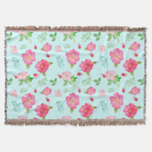 Schöne wilde Rose und Rose Wasserfarbenes Muster Decke
