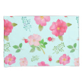 Schöne wilde Rose und Rose Wasserfarbenes Muster Kissenbezug (Vorderseite-Rechts)