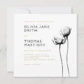 Schöne wilde Rustikale Hochzeit der Schwarzen Flor Einladung (Vorderseite)