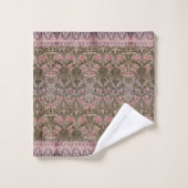 Schöne William Morris Blumenmuster mit rosa Spitze Badhandtuch Set (Waschlappen)