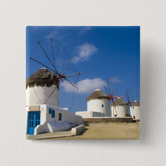 Schöne Windmühlen auf der Insel Mykonos, Button (Vorderseite)