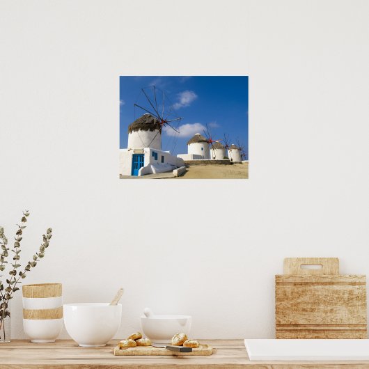 Schöne Windmühlen auf Mykonos, Poster (Küche)