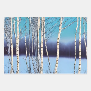 Schöne Winter Birch Geschenkpapier Set