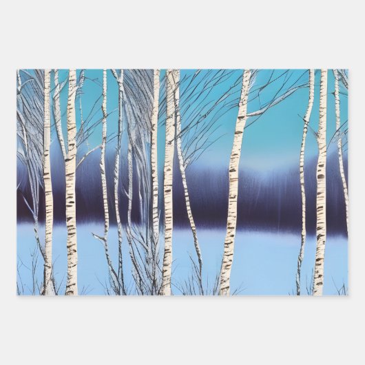 Schöne Winter Birch Geschenkpapier Set (Vorderseite)