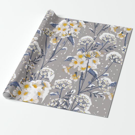 Schöne Winter-Blume blühend im Schnee delig Geschenkpapier (Ungerollt)
