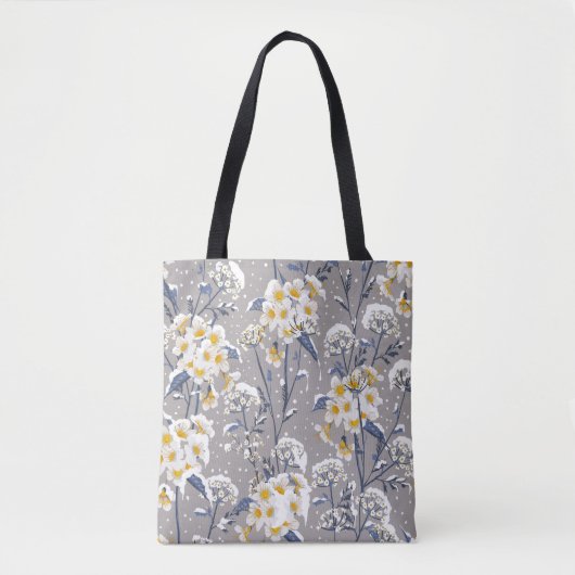 Schöne Winter-Blume blühend im Schnee delig Tasche (Vorderseite)