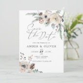 Schöne Winter Floral Save the Date Einladung (Stehend Vorderseite)