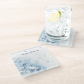 Schöne Winter Frost Weihnachten Glasuntersetzer (Schrägansicht)