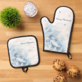 Schöne Winter Frost Weihnachten Ofenhandschuh & Topflappen-Set (Oben Unten)