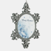 Schöne Winter Frost Weihnachten Schneeflocken Zinn-Ornament (Links)