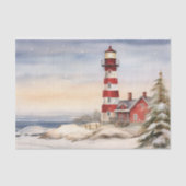 Schöne Winter Lighthouse Szene Weihnachten Seidenpapier (Vorderseite)