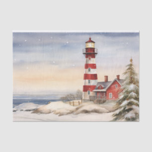 Schöne Winter Lighthouse Szene Weihnachten Seidenpapier