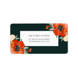 Schöne Winter Red Floral Green Rücksendeadresse Adressaufkleber