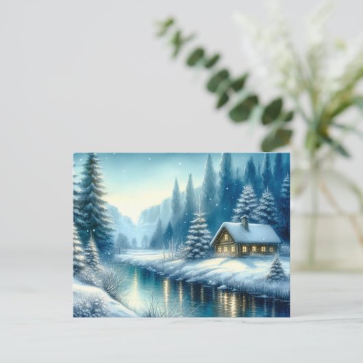 Schöne Winter River Landschaft Postkarte (Stehend Vorderseite)