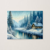 Schöne Winter River Landschaft Puzzle (Horizontal)