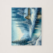 Schöne Winter River Landschaft Puzzle (Vertikal)