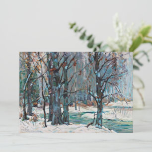 Schöne Winter-Schneeszene mit Blautönen und Grautö Feiertagskarte