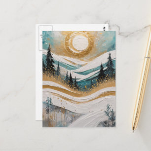Schöne Winterbäume und Schnee-Malerei Postkarte