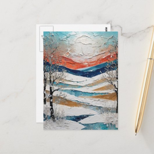 Schöne Winterbäume und Schnee-Malerei Postkarte (Vorderseite/Rückseite Beispiel)