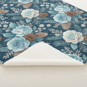 Schöne Winterblumen Tannenzapfen Decke Sherpadecke (3/4)