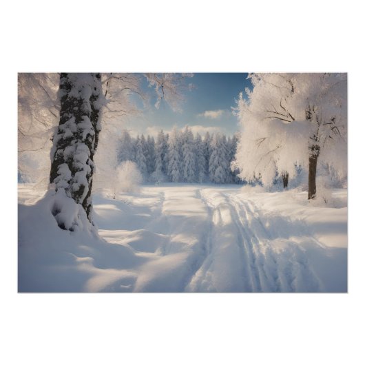Schöne Winterlandschaft im Wald Poster (Vorderseite)