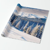 Schöne Winterlandschaft mit schneebedeckten Bäumen Geschenkpapier (Ungerollt)