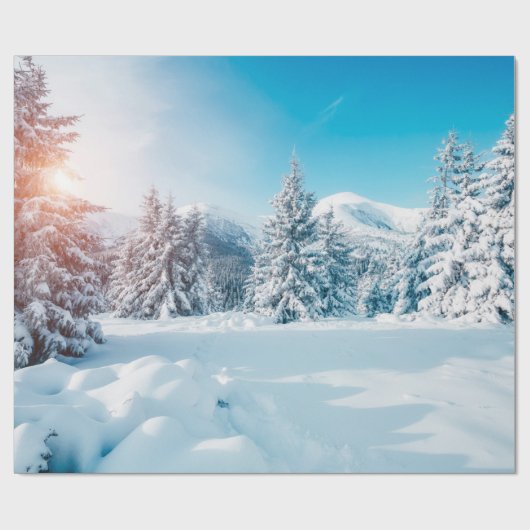 Schöne Winterlandschaft, phantastische Berge Geschenkpapier (Flach)