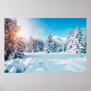 Schöne Winterlandschaft, phantastische Berge Poster
