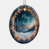 Schöne Winterlandschaft Weihnachten Keramik Ornament (Rechts)