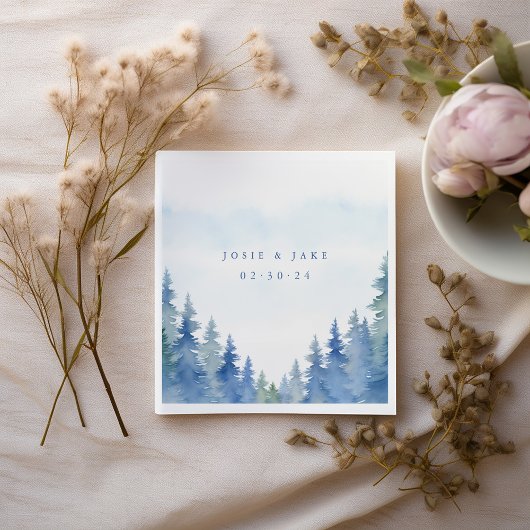 Schöne winterliche Kiefernbäume Hochzeitsserviette Serviette