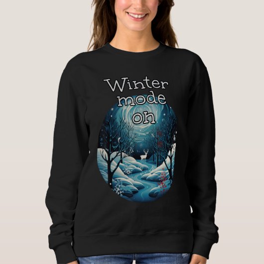 Schöne Winternacht mit Hirsch für winterlichen Mod Sweatshirt (Vorderseite)