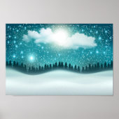 Schöne Winternachtslandschaft Poster (Vorne)