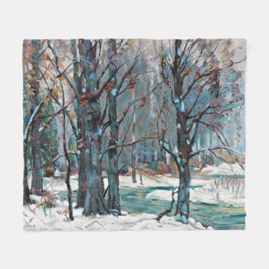 Schöne Winterschneeszene mit Blues und Grays Fleecedecke (Vorderseite (Horizontal))