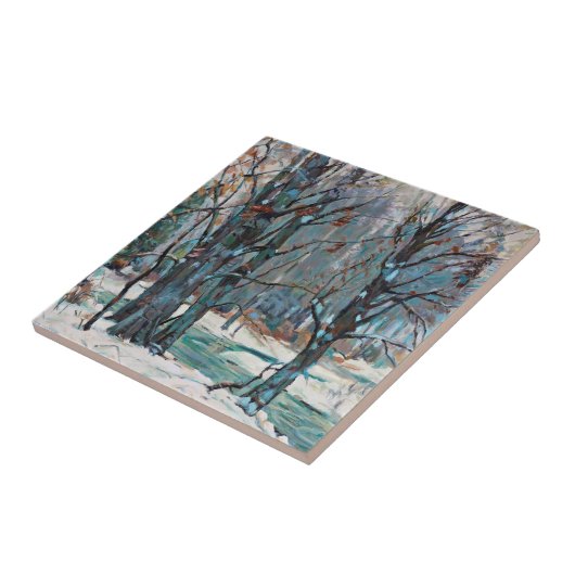 Schöne Winterschneeszene mit Blues und Grays Fliese (Seite)