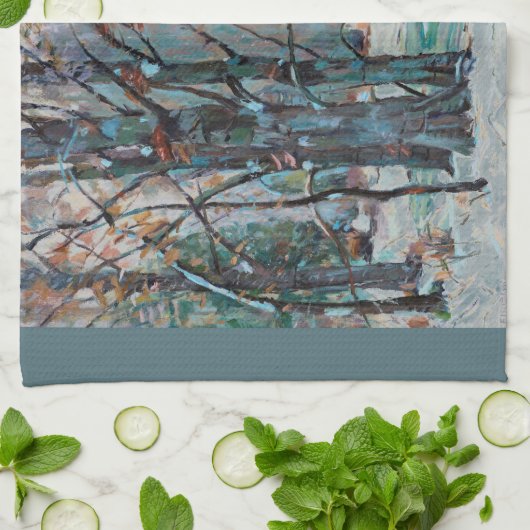 Schöne Winterschneeszene mit Blues und Grays Geschirrtuch (Gefaltet)