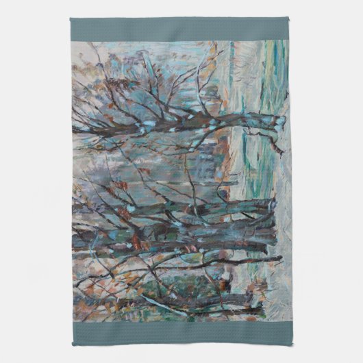 Schöne Winterschneeszene mit Blues und Grays Geschirrtuch (Vertikal)