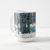 Schöne Winterschneeszene mit Blues und Grays Kaffeetasse (Vorderseite Links)