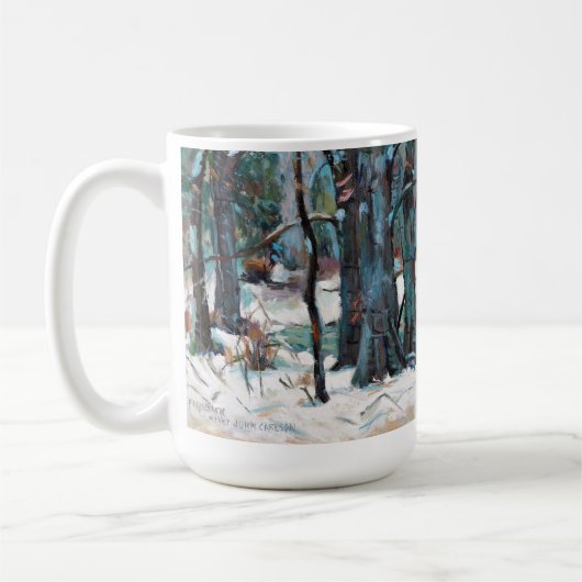 Schöne Winterschneeszene mit Blues und Grays Kaffeetasse (Links)