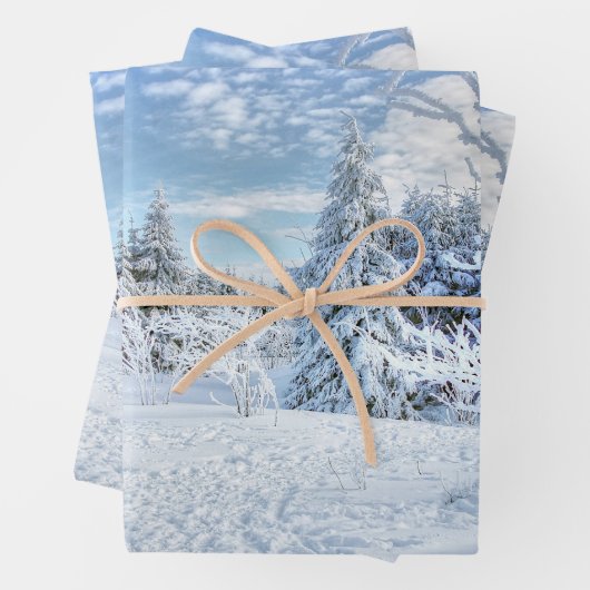 Schöne Winterschneewaldlandschaft Geschenkpapier Set (Beispiel)