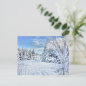 Schöne Winterschneewaldlandschaft Postkarte (Stehend Vorderseite)