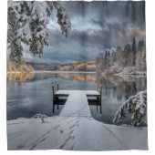 Schöne Wintersee-Szene Duschvorhang (Vorderseite)