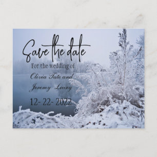 Schöne Wintersee-Szene Save the Date Postkarte