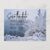 Schöne Wintersee-Szene Save the Date Postkarte (Vorderseite)
