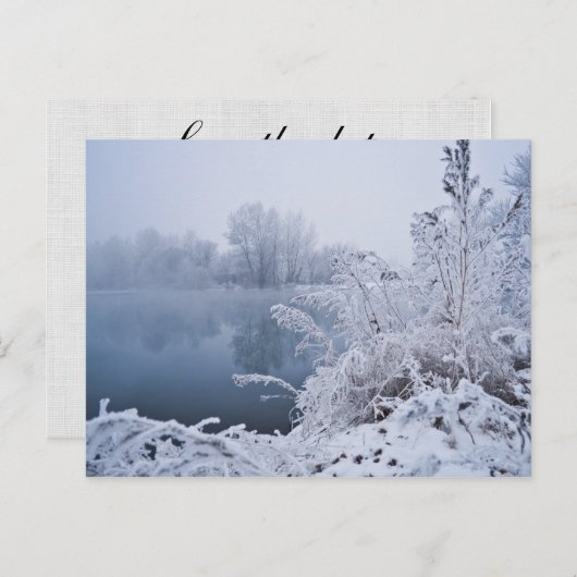Schöne Wintersee-Szene Save the Date Postkarte (Vorne/Hinten)