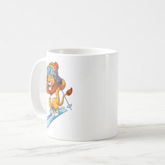 Schöne Wintersportmöglichkeiten für Löwen Kaffeetasse (Vorderseite Links)